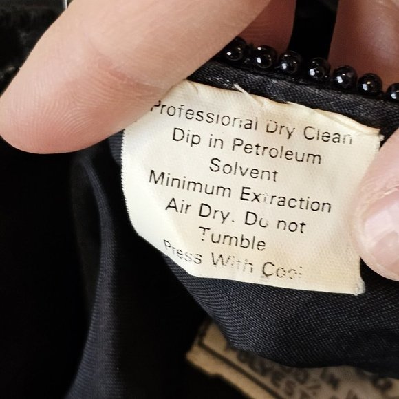 80s‎ Small Black Silk Beaded Formal Blouse Sequins Special Occasion Gold - Picture 11 of 13